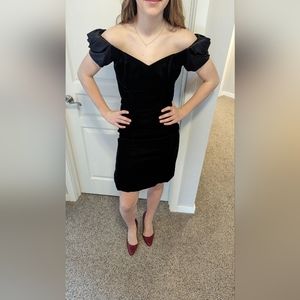 Vintage velvet off shoulder dress